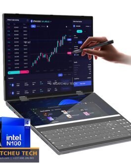Laptop Double Écran 14″+14″ Tactile 360° — Intel N100 — Windows 11 Pro